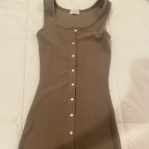 Brown ribbed bodycon dress